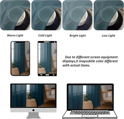Chyhomenyc Sheer Stone Blue Tier Curtains 24 Inch Length, Small Window Curtains - Image 6