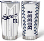 Hyturtle Personalized Baseball Tumbler Baseball Players Design Stainless Steel Double Walled Vacuum Insulated Tumblers 20oz30oz Coffee Travel Mug Cup Christmas Gift For Men Boys Friends Dad Sports Fan
