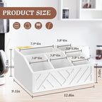 Wood Coffee Station Accessories - Coffee Bar Decor Organizer, Pod Syrup Holder, Condiment Organizer for Countertop (White)