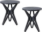 Pedestal Farmhouse End Table Set of 2, Distressed Top by LONYKE
