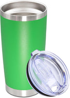 20oz Tumbler Stainless Steel Tumbler Cup with Lid Vacuum Insulated Double Wall Travel Mug, Durable Powder Coated Travel Coffee Tumbler Mug for Hot & Cold Drinks, Green,1 Pack