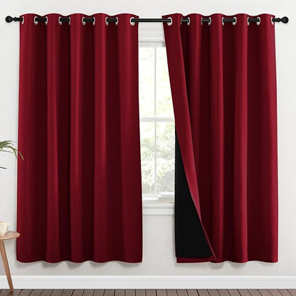 NICETOWN Full Shade Curtain Panels, 70 x 72 inch, Burgundy Red, Pair of Energy by NICETOWN