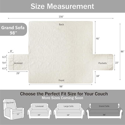 Quilted Grand Sofa Covers for 4 Cushion Couch, Couch Cover for Grand Sofa - Image 7
