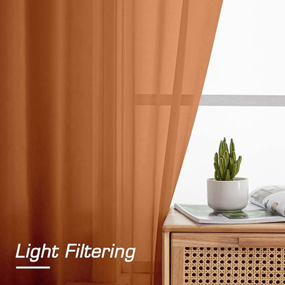 Sheer Curtains 54 inches Long for Living Room Bedroom, Rod Pocket Light - Image 3
