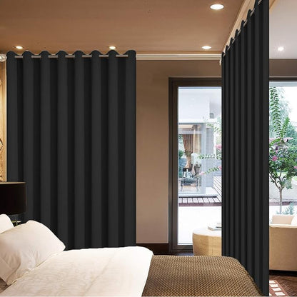 Yakamok Black Room Darkening Curtains 96 inch Sliding Door Drapes | 1 - Image 2