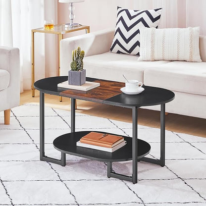HOOBRO Coffee Table for Living Room, Oval Small Coffee Table - Image 3