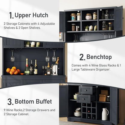 VilroCaz Farmhouse Freestanding Kitchen Pantry, Coffee Bar Cabinet Kitchen - Image 8