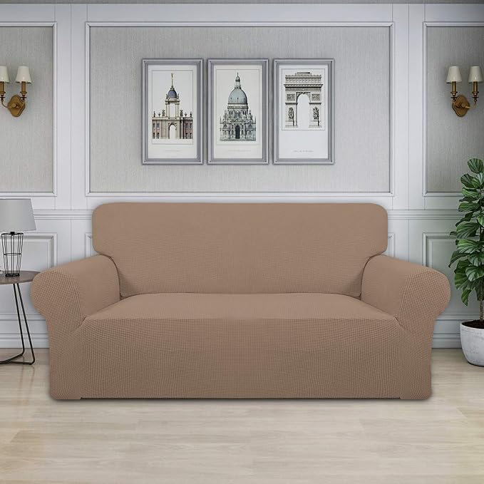 Easy-Going Stretch Oversized Loveseat Couch Covers Washable Camel | 1-Piece - Image 2