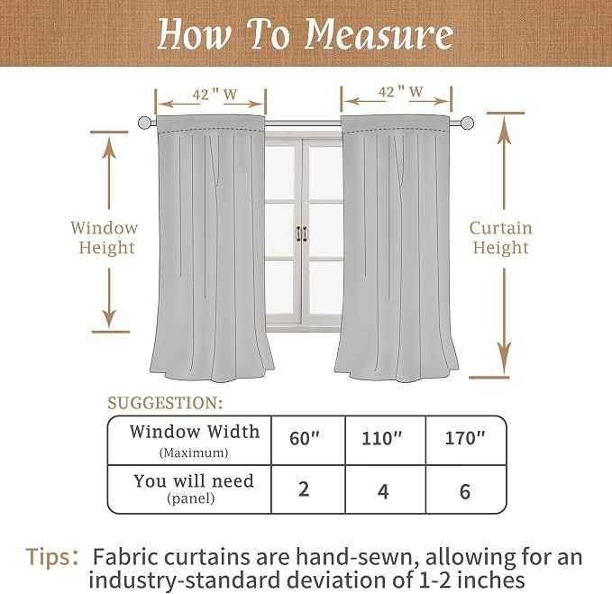 63 Inch 100% Blackout Linen Curtains - Image 9