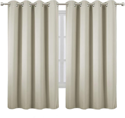 Light Beige Blackout Curtains 66 x 63 Inch Length/Set of 2 Curtain - Image 2