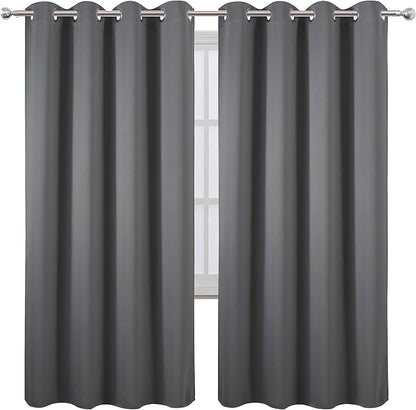 Grey Blackout Curtains/52 x 72 Inch/Set of 2 Panels Thermal Insulated Room - Image 2