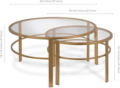 Henn&Hart Round Nested Coffee Table in Brass, Coffee Table coffee tables - Image 3