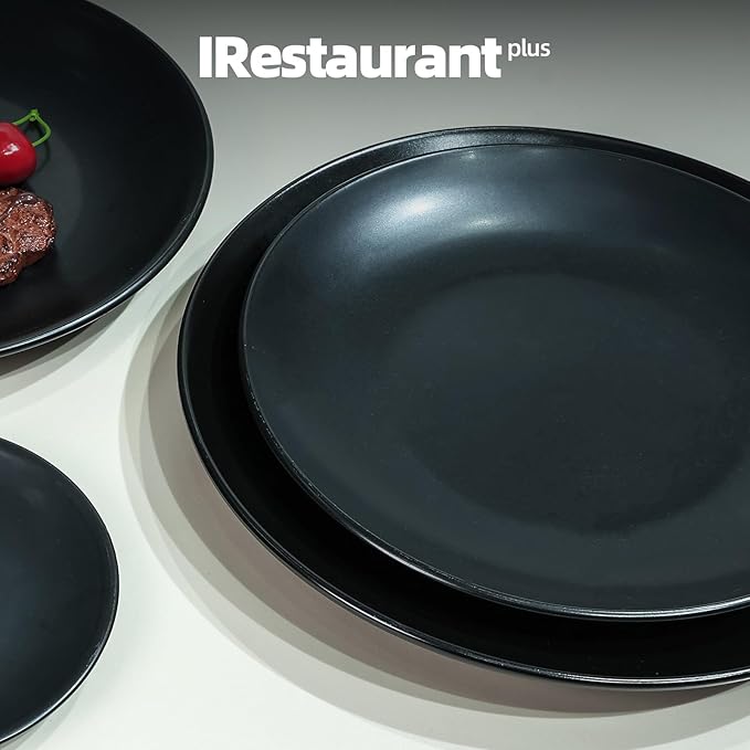 Stoneware Coupe Commercial Grade Dinnerware, Matte Black Plate 7.25", Case of 36