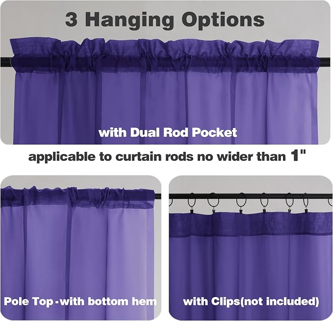Chyhomenyc Purple Sheer Curtains 78 Inches Long 2 Panels Set - Image 4