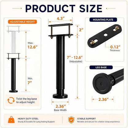 Under Bed Metal Support Legs, Adjustable Height Bed Frame Support Leg, Bed Slat - Image 6