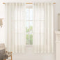 Cream Linen Curtains 63 Inch for Bedroom Small Window 2 Panels | Light Filtering by LAMIT