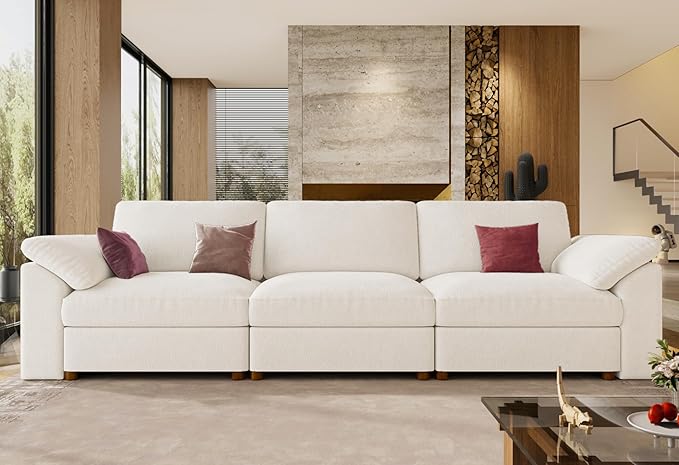 EASE MOOSE Modern 3 Seat Sectional Modular Sofa, FSC Certified Chenille Comfty by EASEMOOSE