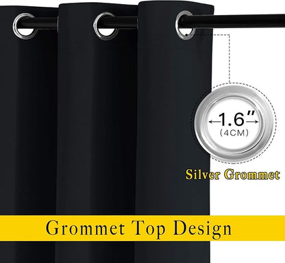NICETOWN Black Blackout Curtains 84 inch Length 2 Panels, Grommet Thermal - Image 3