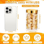 Patelai 4 Pieces Round Wide-mouth Leak Proof Plastic Container Jars with Lids for Travel Storage Makeup Beauty Products Face Creams Oils Salves Ointments DIY Making(12 Ounce,Gold)