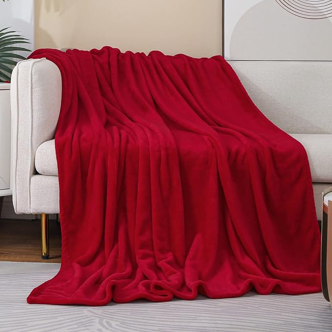 Red Fleece Plush Throw Blanket 50"x70"for Couch Sofa Fuzzy Cozy Flannel | Super by JIAHANNHA