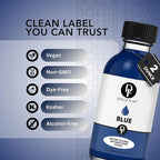 Dolce Flav Natural Blue Food Coloring – 2 oz Vibrant Plant-Based Color from Spirulina | Water-Soluble Liquid Dye for Baking, Drinks & Frostings | Graduated Dropper Included | No Artificial Dyes | Kosher | Made in USA