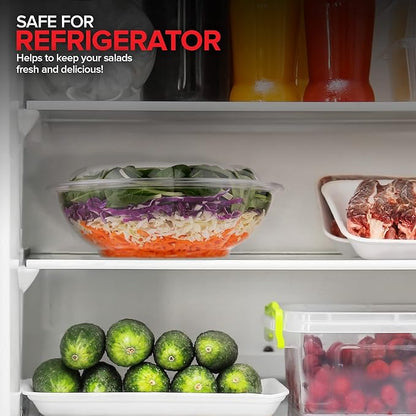 Stock Your Home 64oz Clear Plastic Salad Bowls with Lids Disposable (10 Pack) Extra Large Takeout Container with Snap on Lid for Fruit Salads, Lunch, Meal Prep, Acai Bowl, To-Go Party Containers