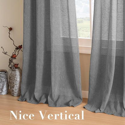 H.VERSAILTEX Linen Curtain Panel Pair Extra Long 108" Long Nickel Grommet Top - Image 7