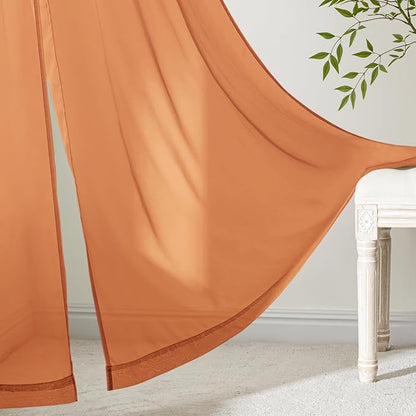 MIULEE Fall Orange Sheer Curtains 84 Inches Long 4 Panels 42 x 84 Inches | - Image 6