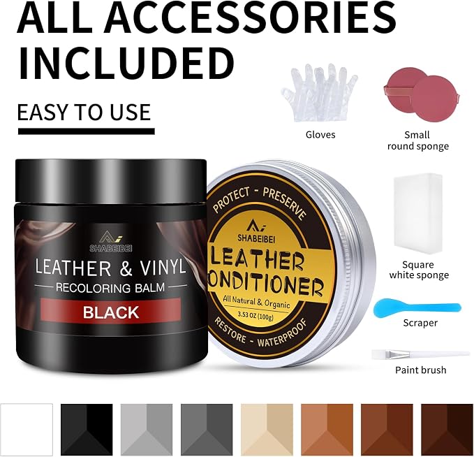 Leather Recoloring Balm with 100ml Mink Oil, Car Seats, Dye & Restorer - Image 6