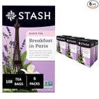 Stash Tea Breakfast In Paris Black Tea - Caffeinated, Non-GMO Project Verified Premium Tea with No Artificial Ingredients, 18 Count (Pack of 6) - 108 Bags Total
