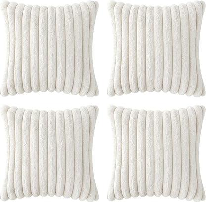 MIULEE Faux Fur Plush Decorative Throw Pillow Covers 20x20, Pure White | Set of - Image 7
