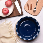 Bosmarlin Ceramic Pie Pan, 9 Inches Pie Dish, 50 oz, Pie Plate for Baking, Microwave, Oven Safe and Dishwasher safe (Deep Blue, 9 inches)