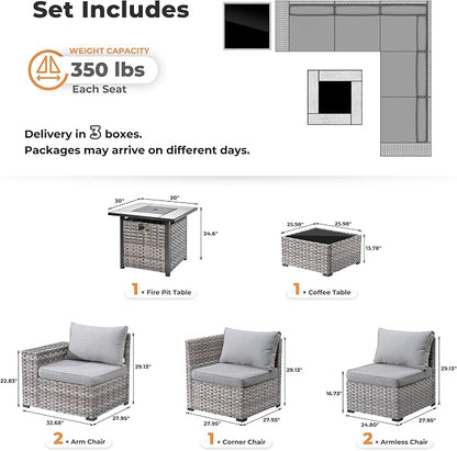 ovios 7 Pieces Patio Furniture Set, Outdoor Wicker Sectional Sofa - Image 8