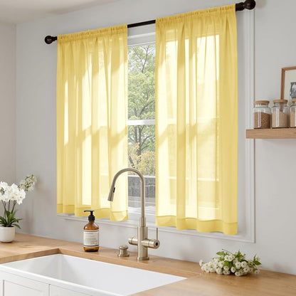 MIULEE Yellow Sheer Curtains 63 Inches Long 4 Panels 42 x 63 Inches | Light - Image 2