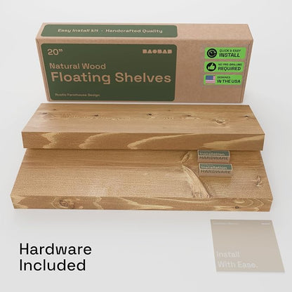 BAOBAB WORKSHOP Natural Wood Floating Shelves - Image 6