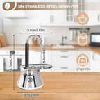 Uncoated 1 Cup Single Tube Moka Pot 304 Thickened Stainless Steel Mini Coffee Maker Stovetop Espresso Coffeemaker Italian Classic Style Brewing Greca Cafe Mocha Machine for Camping Travel Home 90ml