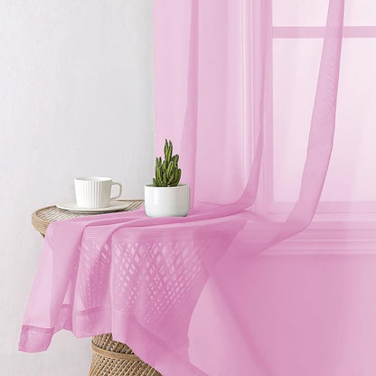Light Pink Sheer Curtains 78 Inches Long 2 Panels Set, Soft Voile Light - Image 4