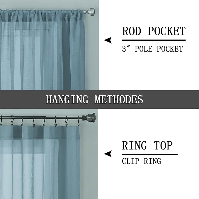 Tollpiz Short Sheer Tier Curtains Linen Textured Half Kitchen Curtain Sheers - Image 5