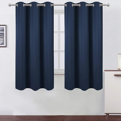 Navy Blue Blackout Curtains 34 x 63 Inch Length/Set of 2 Curtain Panels/Thermal by Lemomo