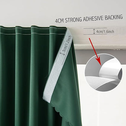 Thermal Blackout Curtains with Self-Adhesive Tape, No Rod No Drill Easy Install - Image 7