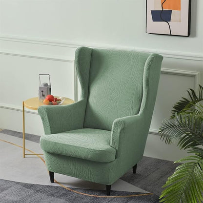 KRFOONN Stretch Wing Chair Slipcovers Jacquard 2 Piece Wingback Chair Covers - Image 2