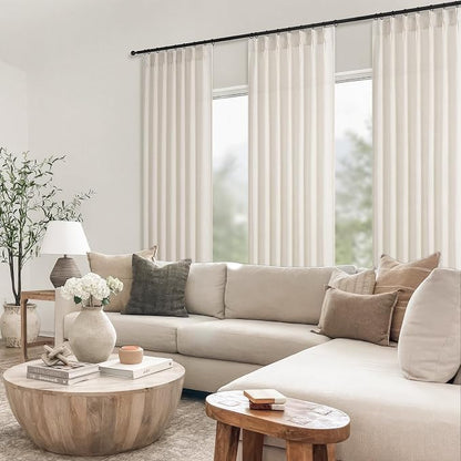 Topfinel 105 Inch Curtains 2 Panels Set, Two Packs Pinch Pleat Back Tab Linen - Image 8