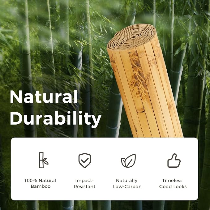 OUZUGIE 1 Pack 96x48 Inch Natural Bamboo Wall Panel – Yellow Burned Pole Wrap - Image 7