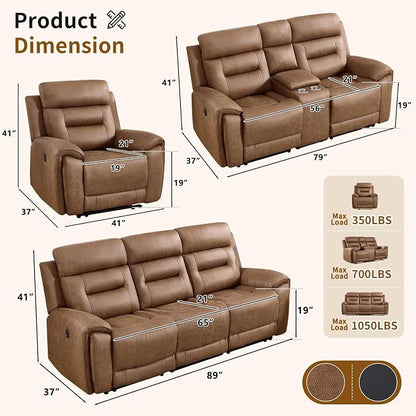 ANJ 3-Piece Power Recliner Sofa Set - Image 2