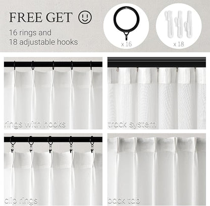 Topfinel White Pinch Pleat Linen Curtains - Image 3