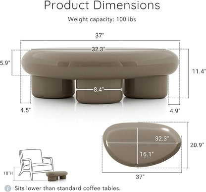 24/7 Shop at Home Kavren Modern 37-inch Oval Glossy Low Profile Coffee Table - Image 2