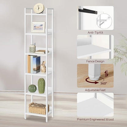 MAHANCRIS Bookshelf, 6-Tier Bookcase, Standing Book Shelf - Image 5