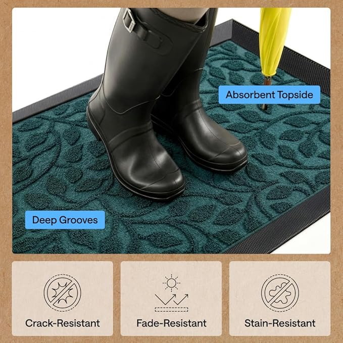 GORILLA GRIP 100% Waterproof All-Season WeatherMAX Doormat 35x23, US Designed - Image 5