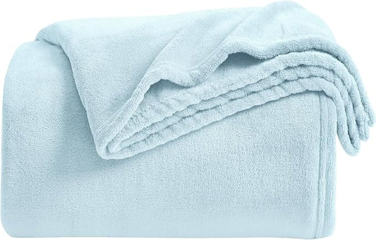 KMUSET Fleece Blanket Twin Size Mist Blue Lightweight Super Soft Cozy Fuzzy Bed by COZYBLANKETHappyHomeLife