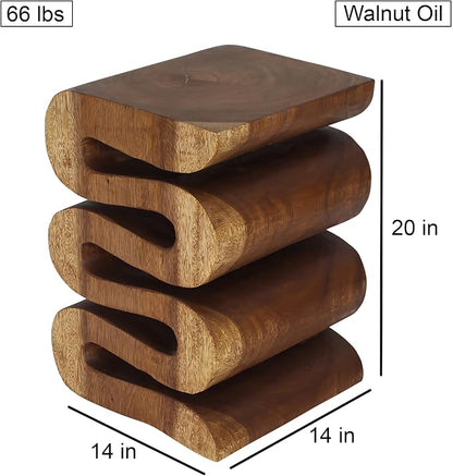 Haussmann Wood Wave Verve Accent Snake End Table 14x14x20 in H, Walnut Oil - Image 3